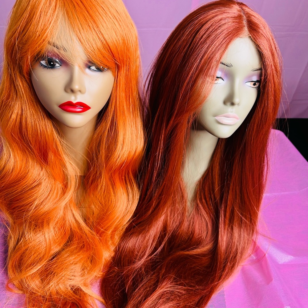 Vibrant Orange and Red Hair Wigs